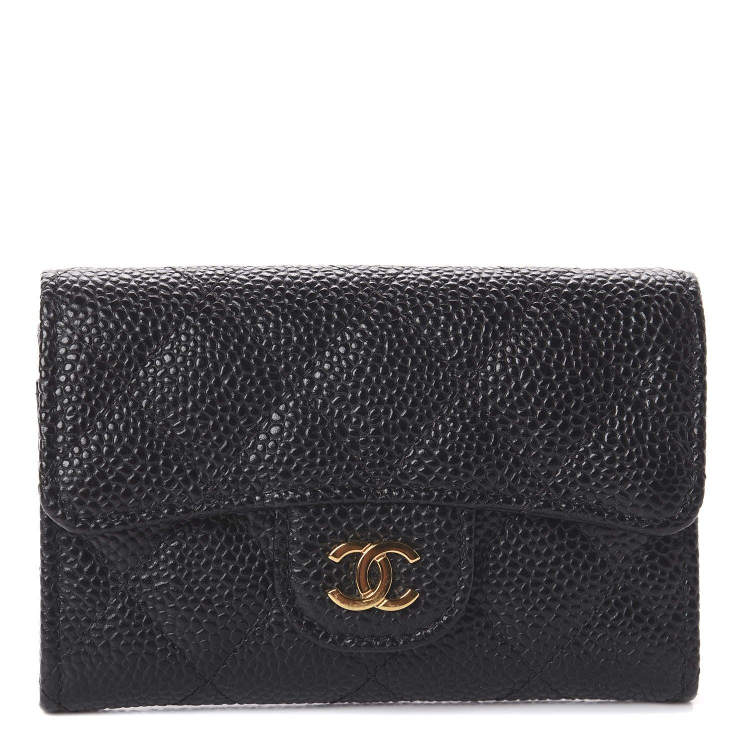 Chanel Caviar Quilted Flap Card Holder Wallet Black 1 of 7