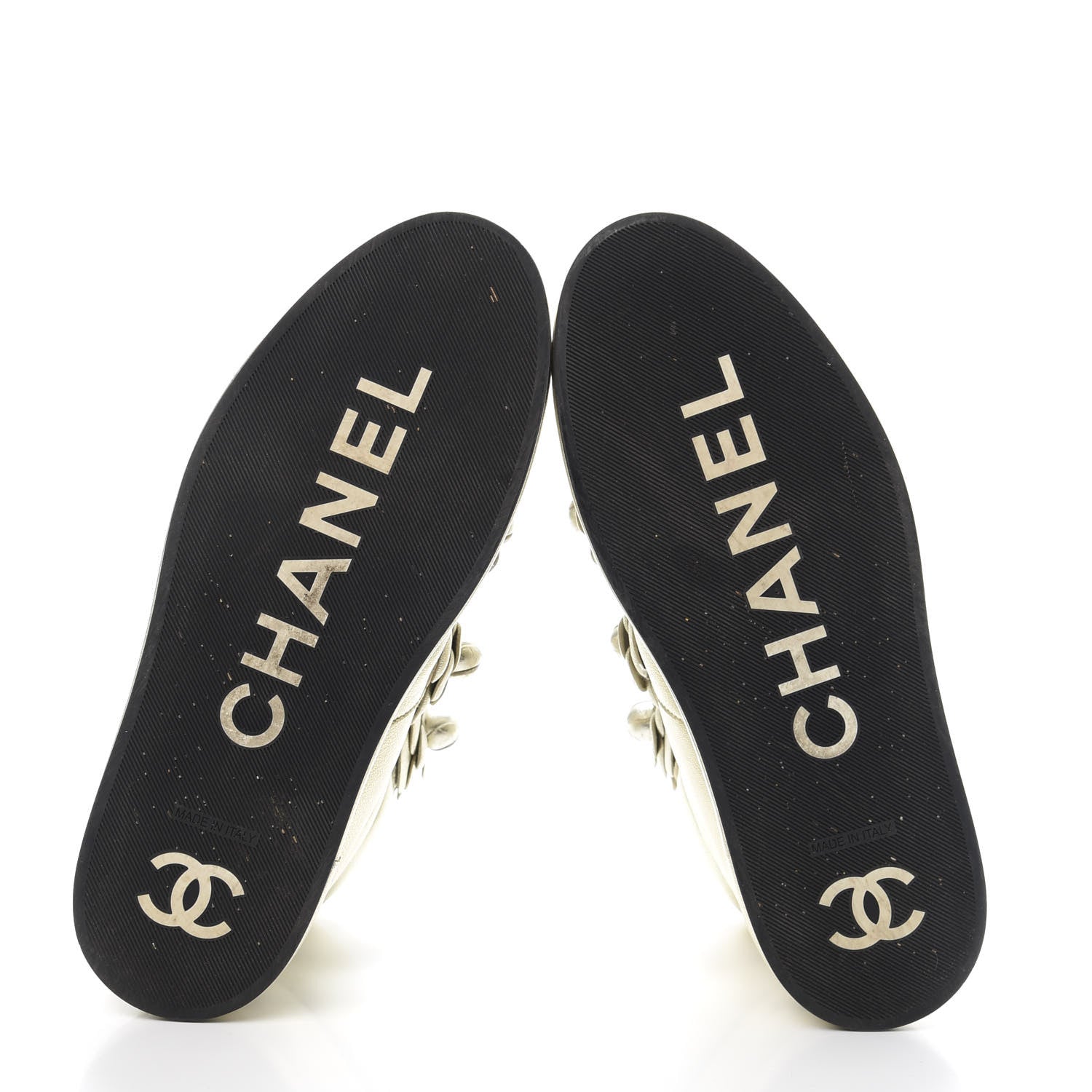 Chanel Metallic Lambskin Camellia High Top Sneakers 39 Gold 6 of 13