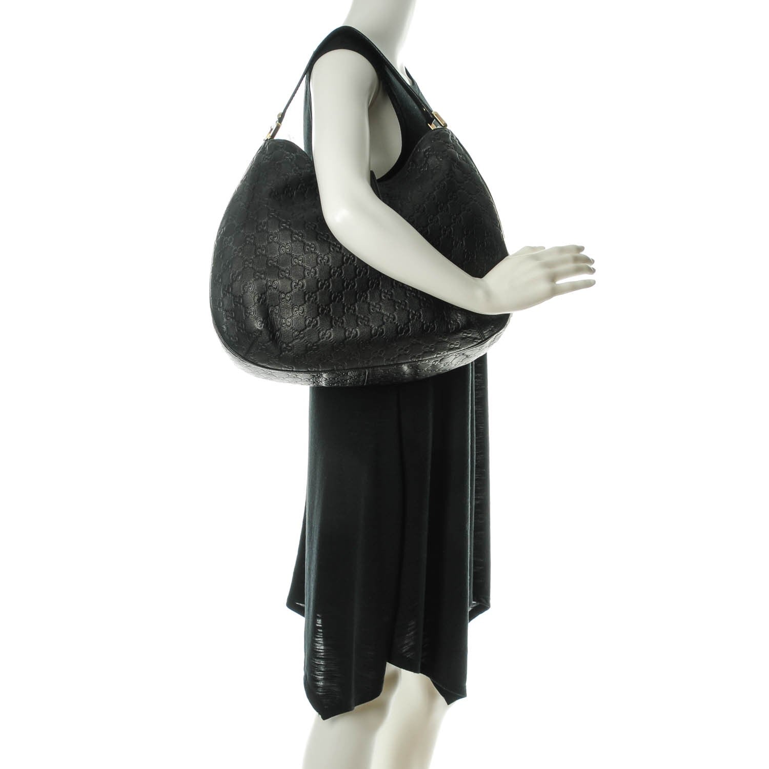 Gucci Guccissima Large New Ladies Web Hobo Black 2 of 7