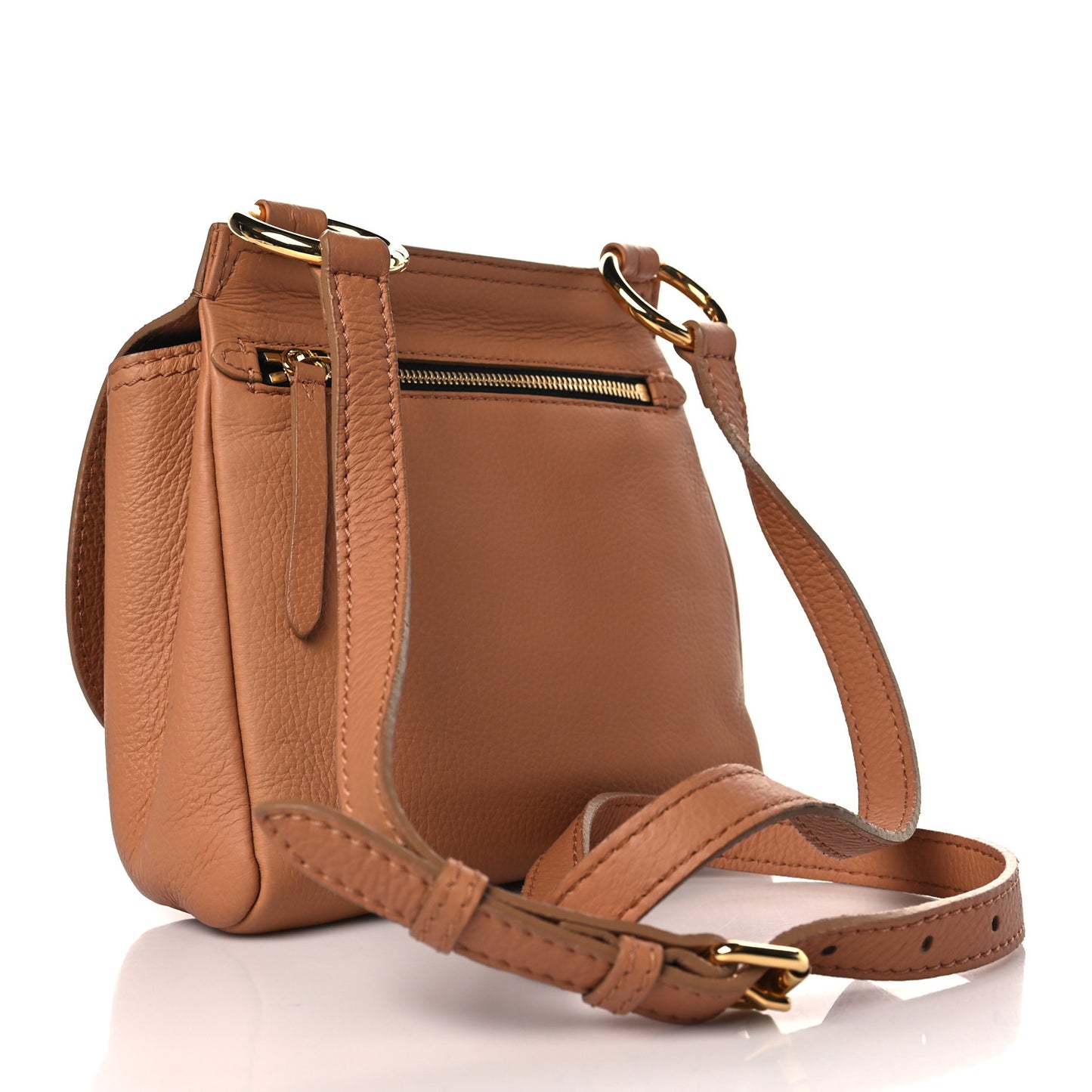 Soft Grain Calfskin Studded Baby Bridle Saddle Bag Camel