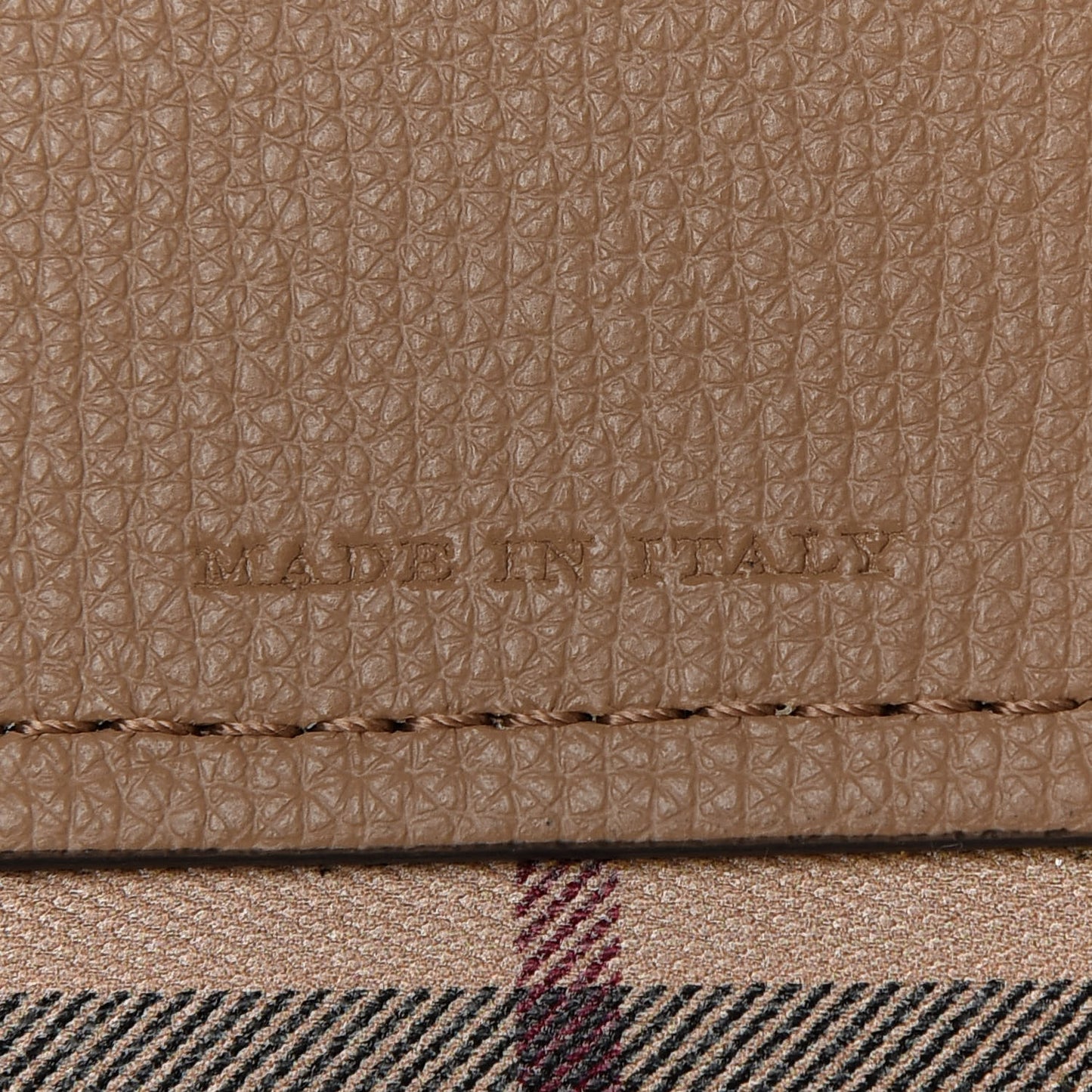 Grainy Calfskin Haymarket Check Small Reversible Tote Mid Camel