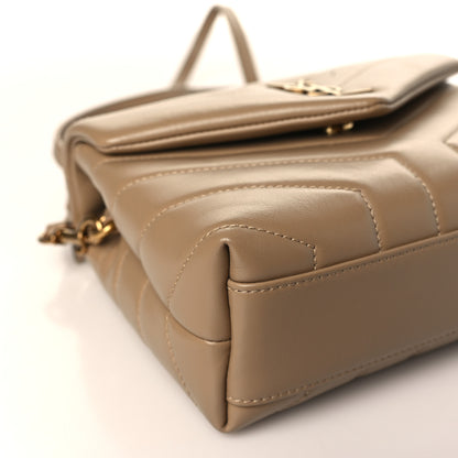 Saint Laurent Calfskin Y Quilted Monogram Toy Loulou Crossbody Bag Latte 8 of 10