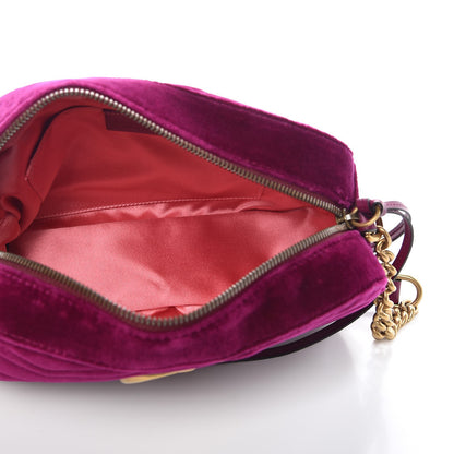 Gucci Velvet Matelasse Small GG Marmont Chain Shoulder Bag Fuchsia Violet Cyclamen 5 of 7