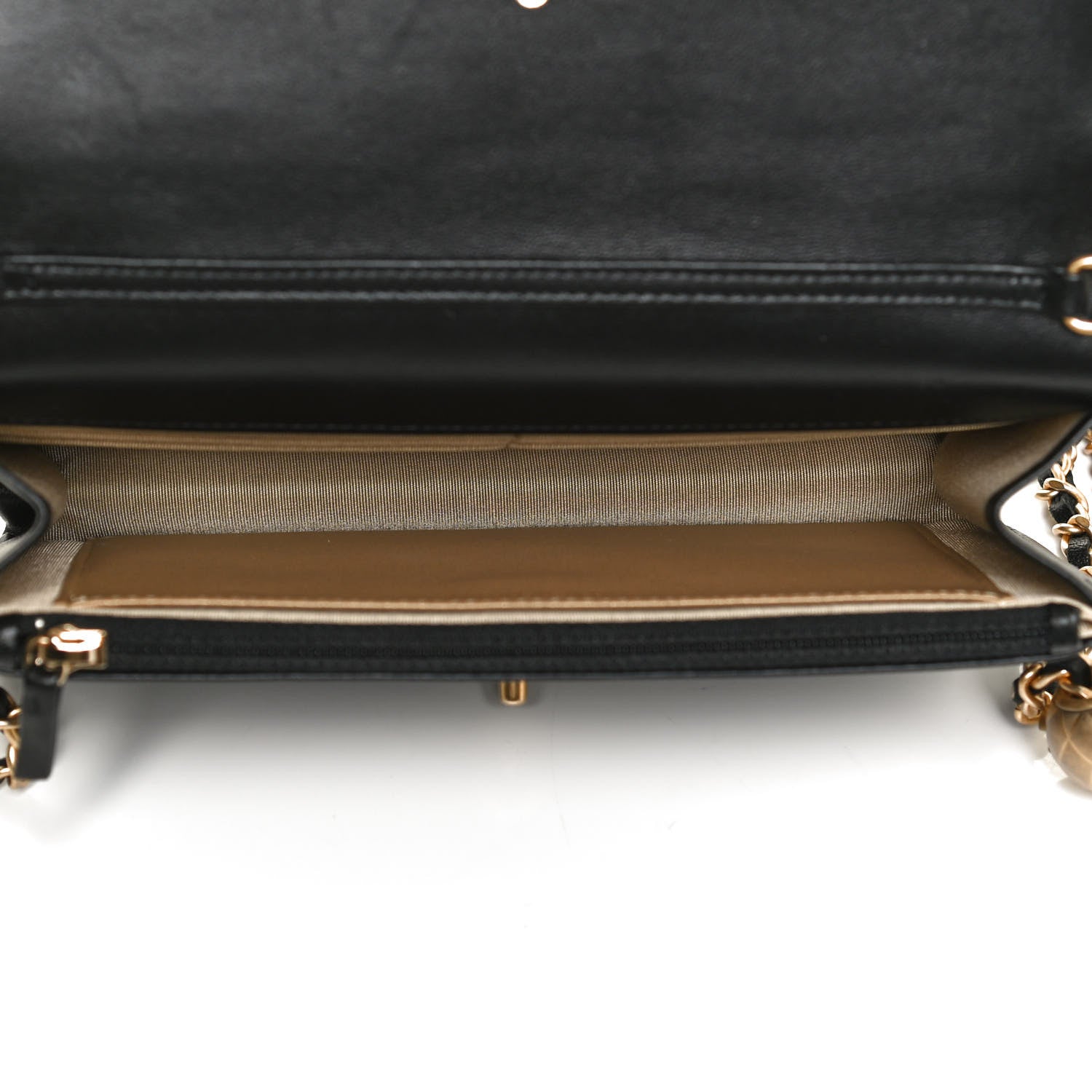Chanel Lambskin Quilted CC Pearl Crush Wallet on Chain WOC Black 4 of 10