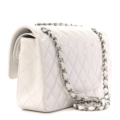 Chanel Iridescent Crumpled Calfskin Quilted Medium Double Flap White 3 of 12