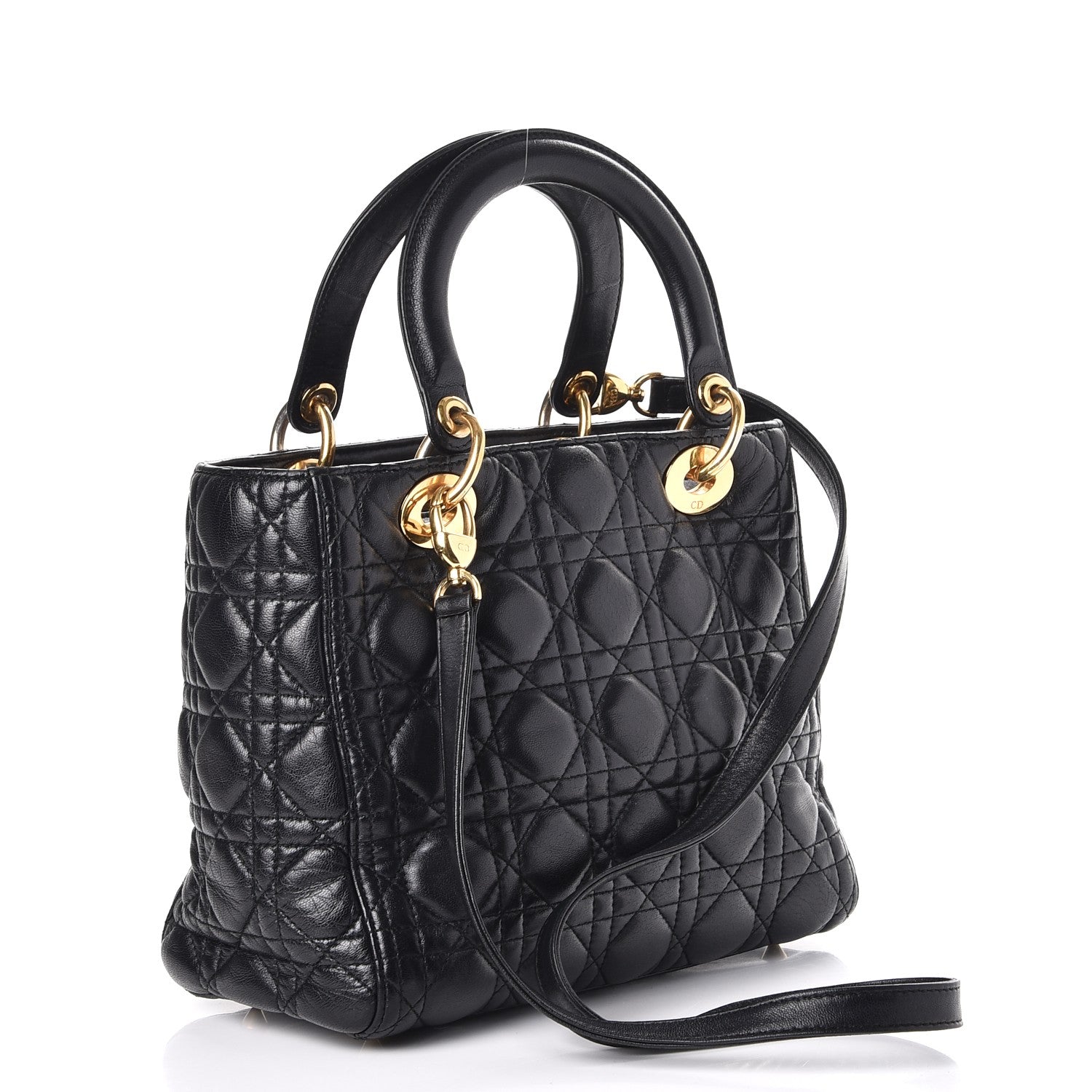 Christian Dior Lambskin Cannage Medium Lady Dior Black 4 of 9