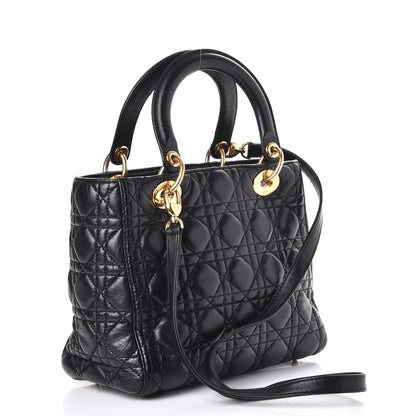 Christian Dior Lambskin Cannage Medium Lady Dior Black 4 of 9