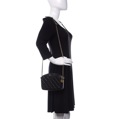 Chanel Lambskin Quilted Small Diamond CC Camera Case Black 2 of 12