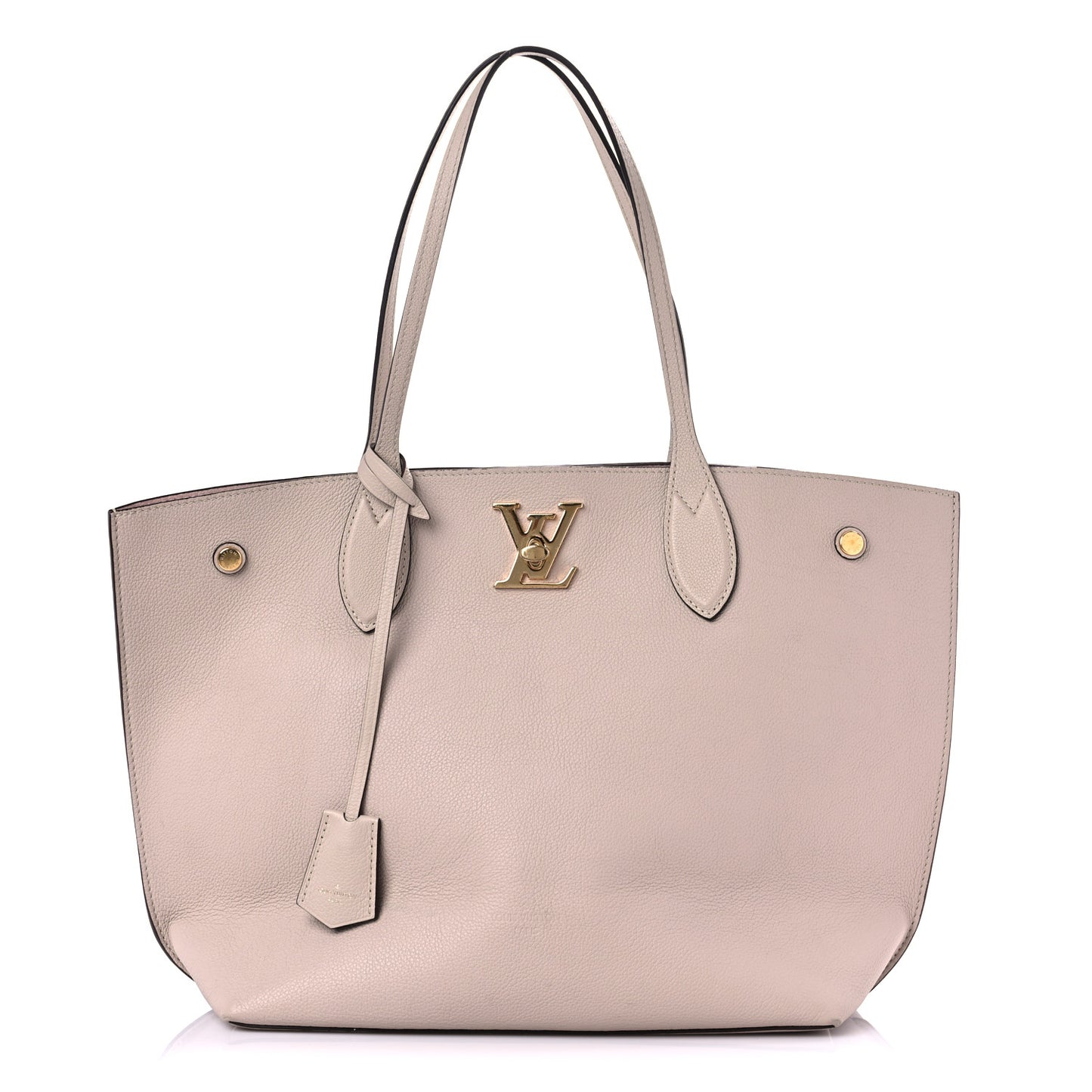 Calfskin Lockme Go Tote Greige