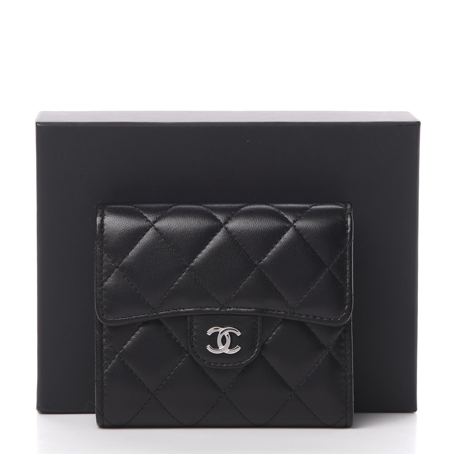 Chanel Lambskin Quilted Compact Flap Wallet Black 11 of 11