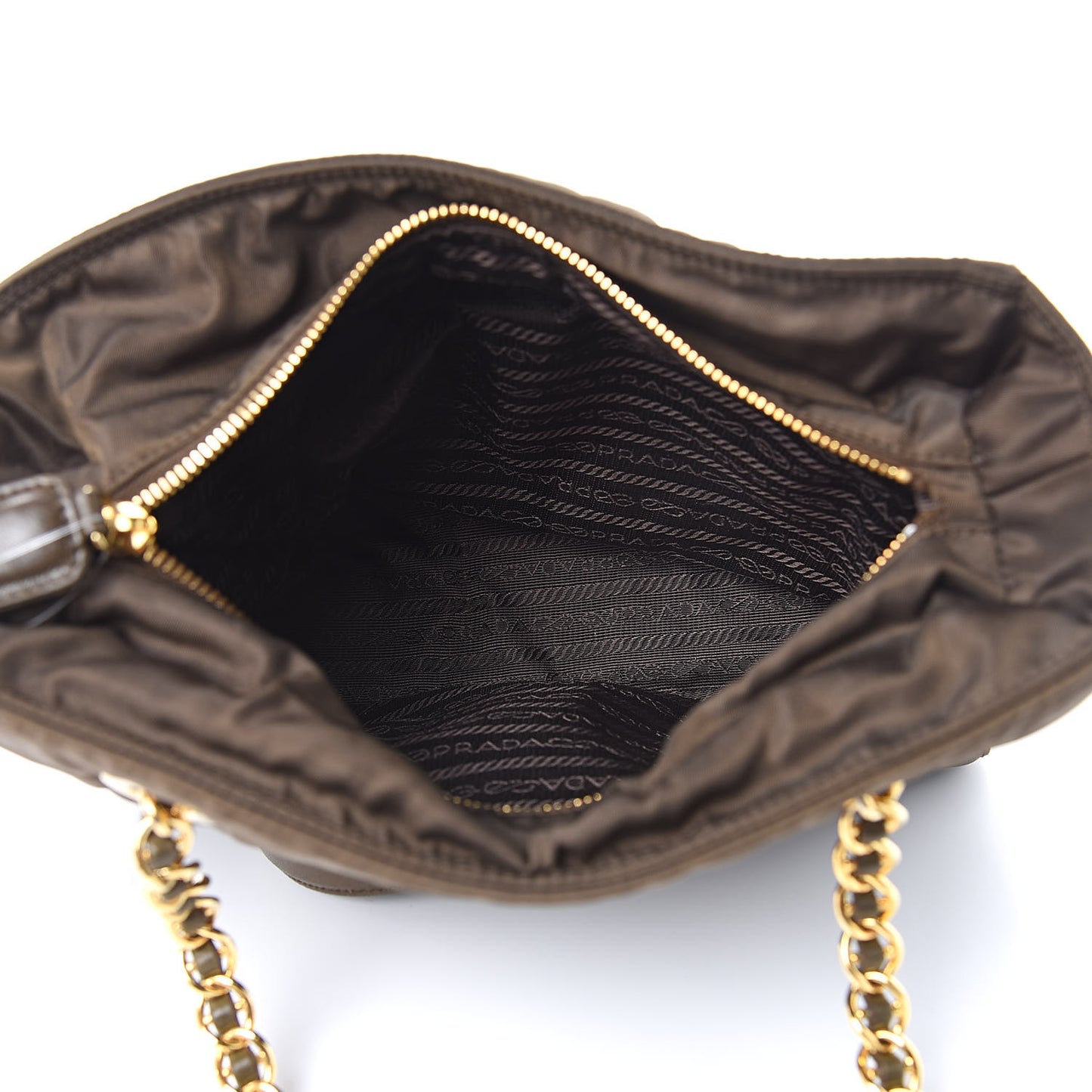 Tessuto Nylon Catena Shoulder Bag Muschio