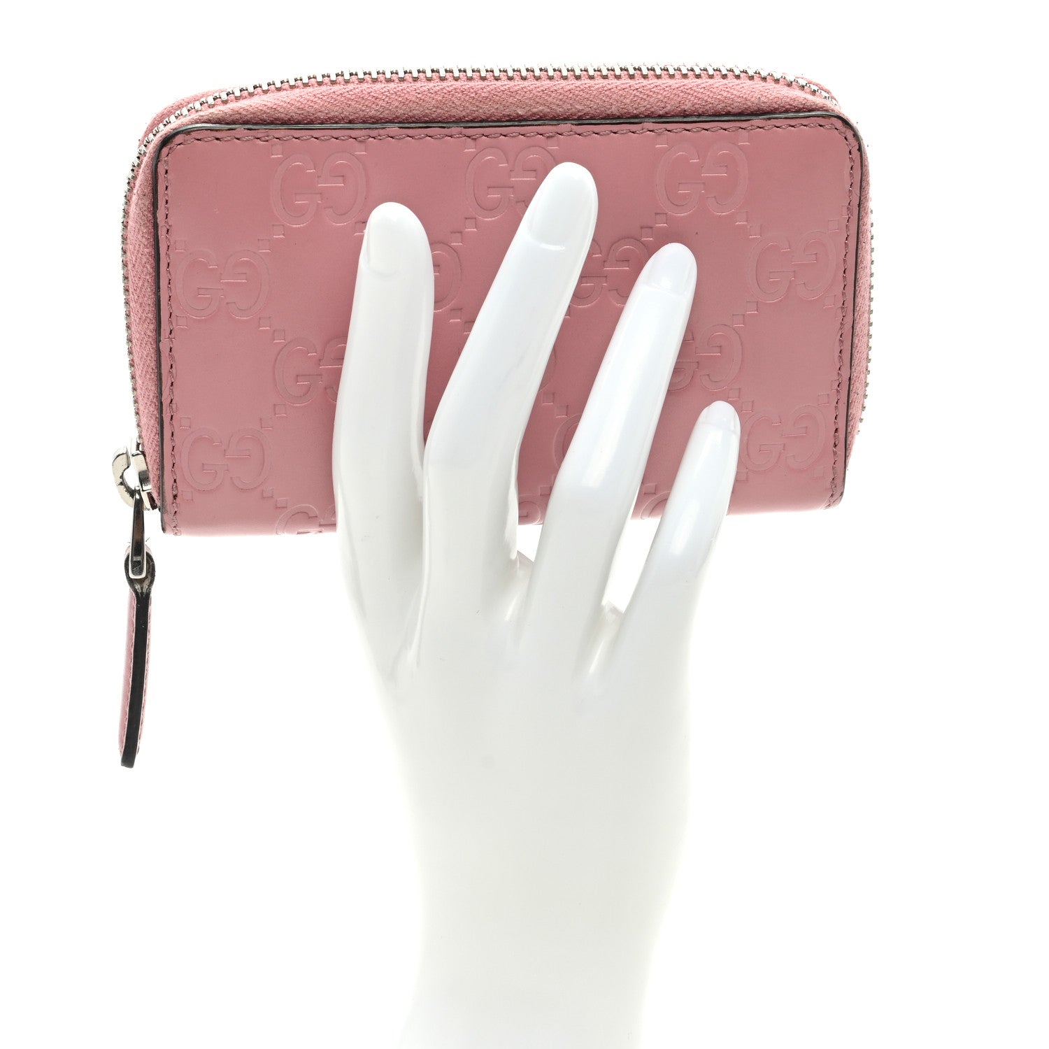 Gucci Guccissima Zip Around Card Case Carmine Rose 2 of 6