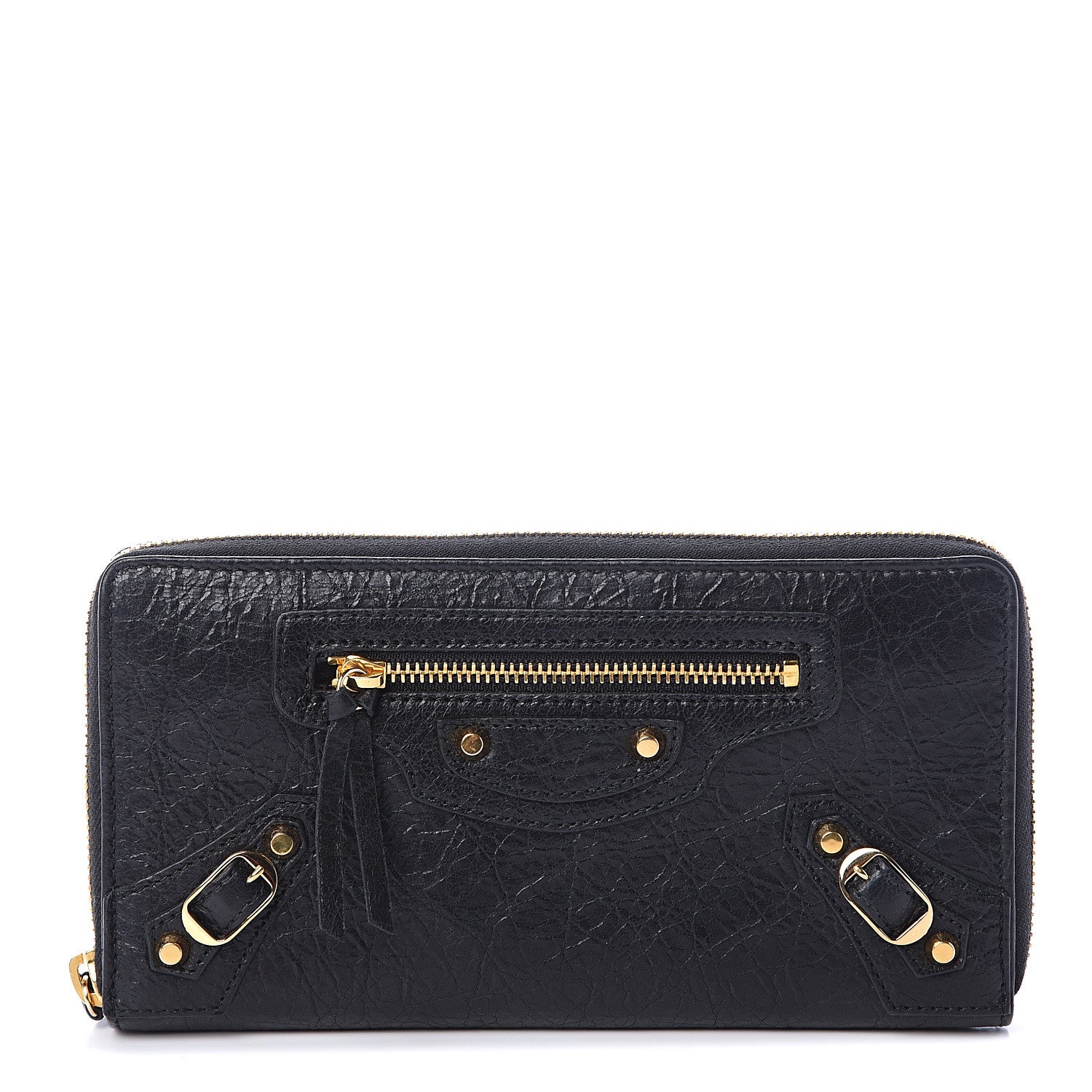 Balenciaga Agneau Classic Gold Hardware Continental Zip Around Wallet Black 1 of 5