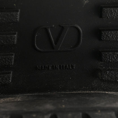 Valentino Garavani Calfskin Womens VLOGO 70mm Combat Boots 37.5 Black 7 of 10