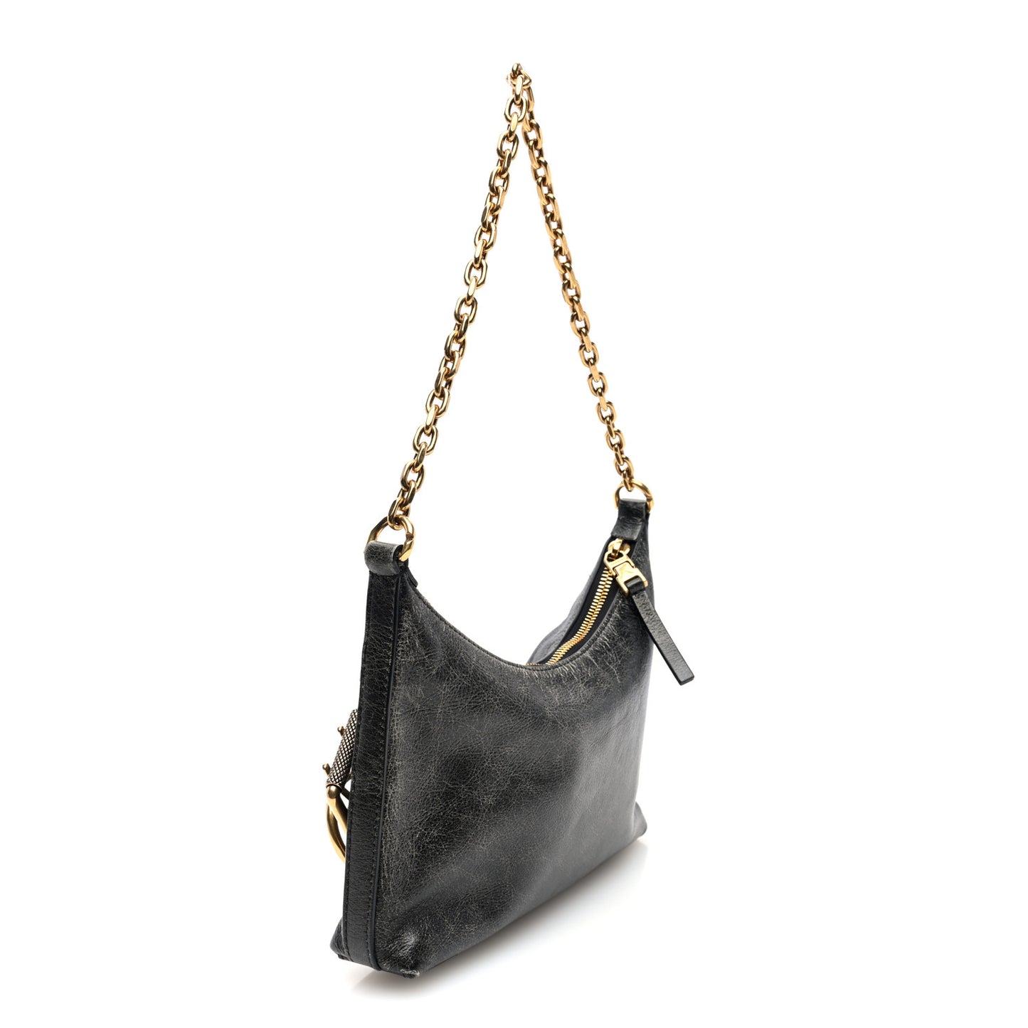 Aged Calfskin Mini Voyou Boyfriend Party Bag Black