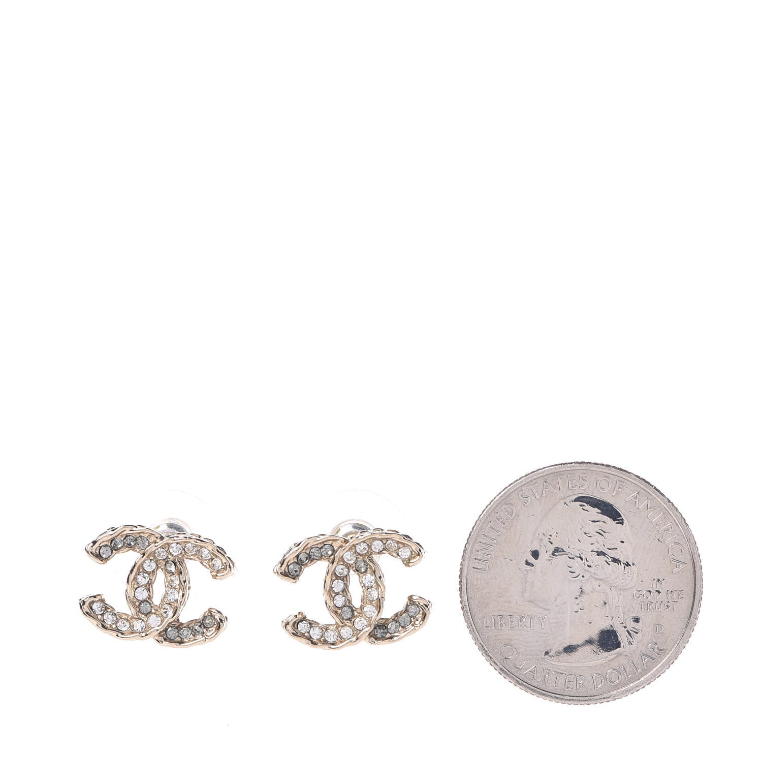 Chanel Crystal CC Earrings Gold 2 of 4