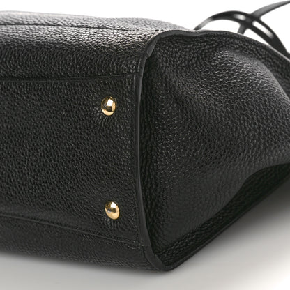 Salvatore Ferragamo SALVATORE FERRAGAMO Hammered Calfskin Double Handle Small Amy Tote Black 9 of 10