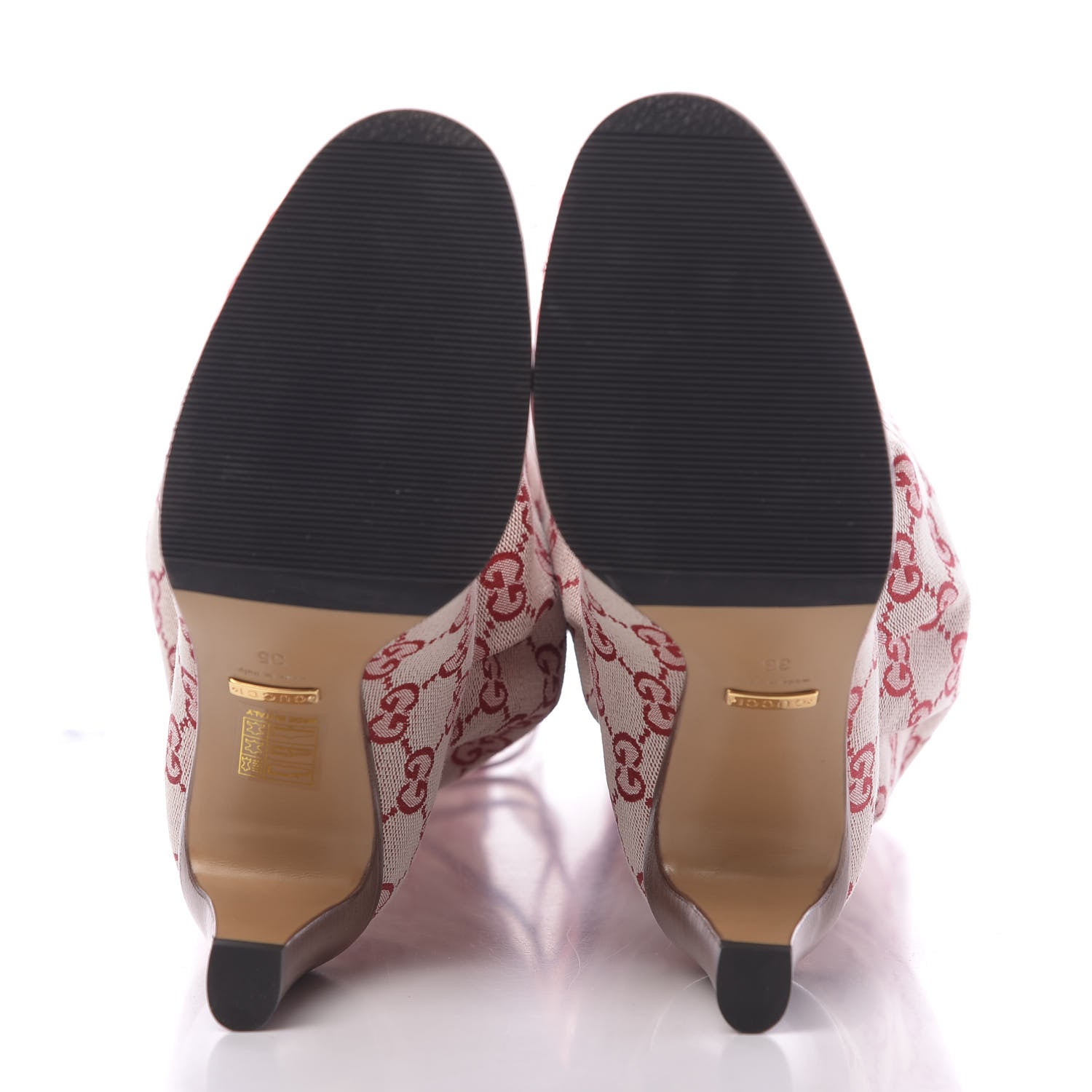 Gucci Monogram Over The Knee Boots 35 Gardenia Hibiscus Red 5 of 7
