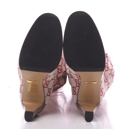 Gucci Monogram Over The Knee Boots 35 Gardenia Hibiscus Red 5 of 7