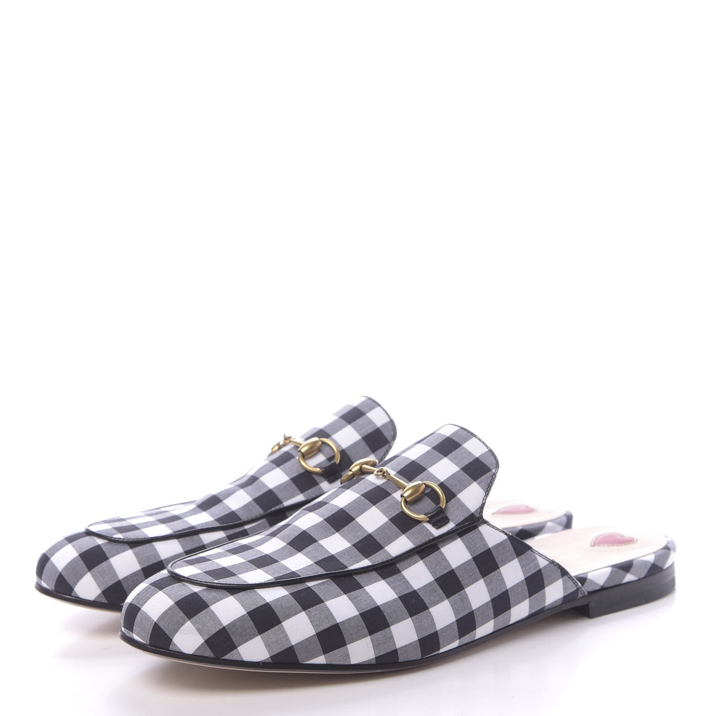 Cotton Gingham Womens Princetown Slippers 40.5 Black