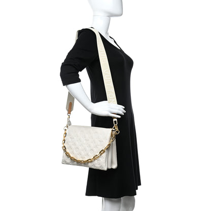 Louis Vuitton Lambskin Embossed Monogram Coussin PM Beige Cream 3 of 9