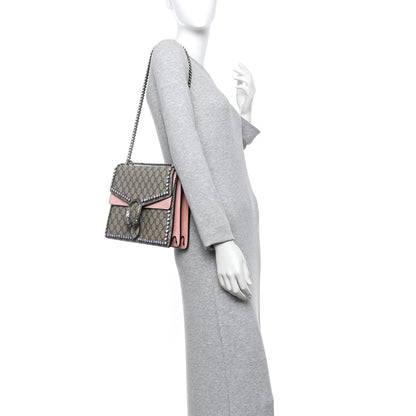 Gucci GG Supreme Monogram Suede Crystal Medium Dionysus Shoulder Bag Beige Ebony Light Peonia 2 of 10