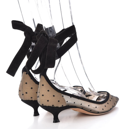 Christian Dior Suede Calfskin Lovely-D Ankle Wrap Pumps 37 Black 4 of 7