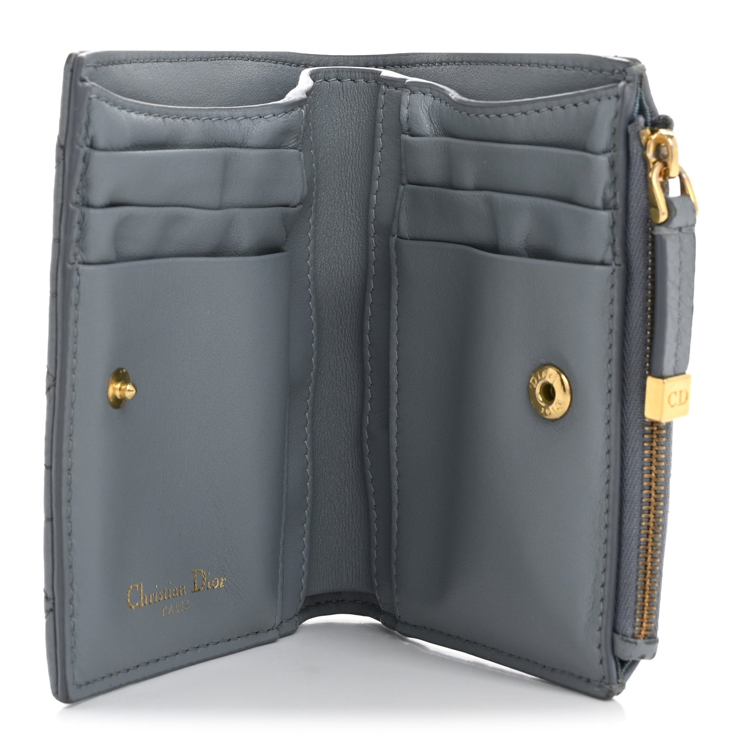 Grained Calfskin Supple Cannage Caro Dahlia Wallet Cloud Blue