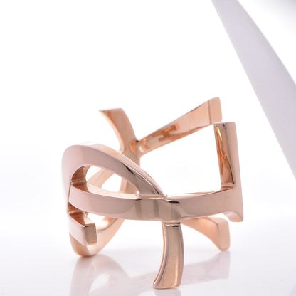 Saint Laurent Brass Monogram Cuff Rose Gold 4 of 6