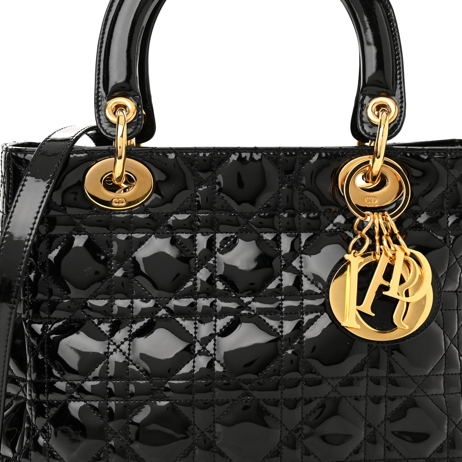 Christian Dior Patent Cannage Medium Lady Dior Black 8 of 10