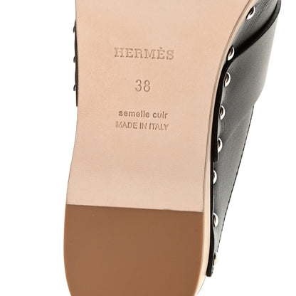 Hermes Calfskin Calya Mules 38 Cafe 10 of 11