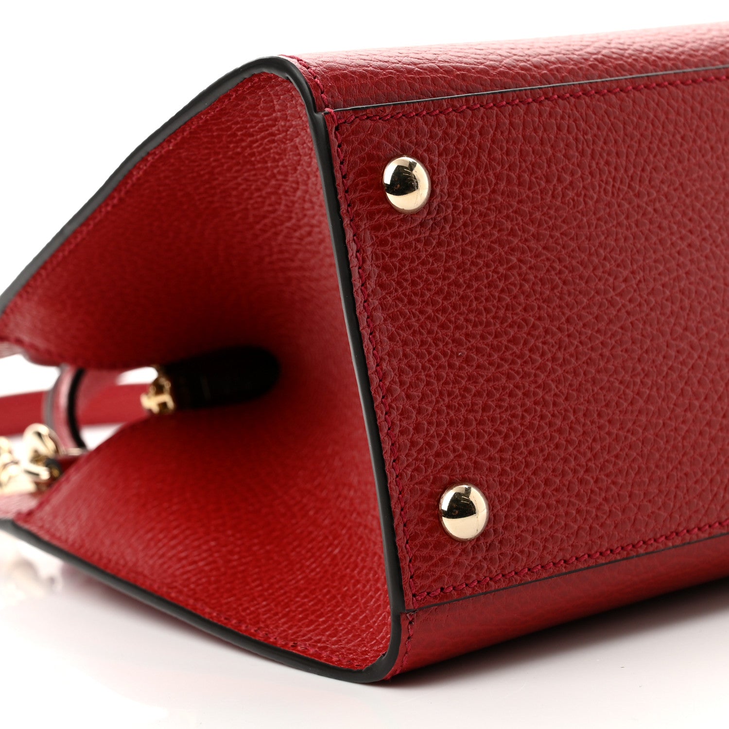 Gucci Dollar Calfskin Medium Soho Top Handle Satchel Hibiscus Red 9 of 10