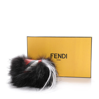 Fendi Vitello Elite Fox Goat Fur Igor Monster Bag Bug Cube Charm Rosso Black White 5 of 5