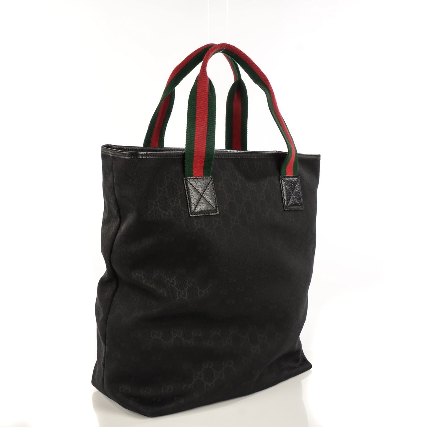 GG Monogram Medium Web Handle Vertical Tote Black