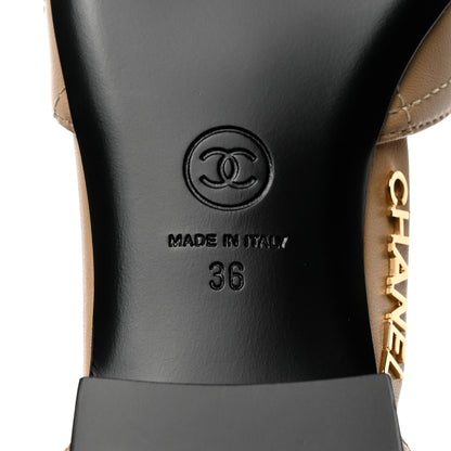 Chanel Lambskin Grosgrain Cap Toe CC Ankle Strap Sandals 36 Beige Black 8 of 8