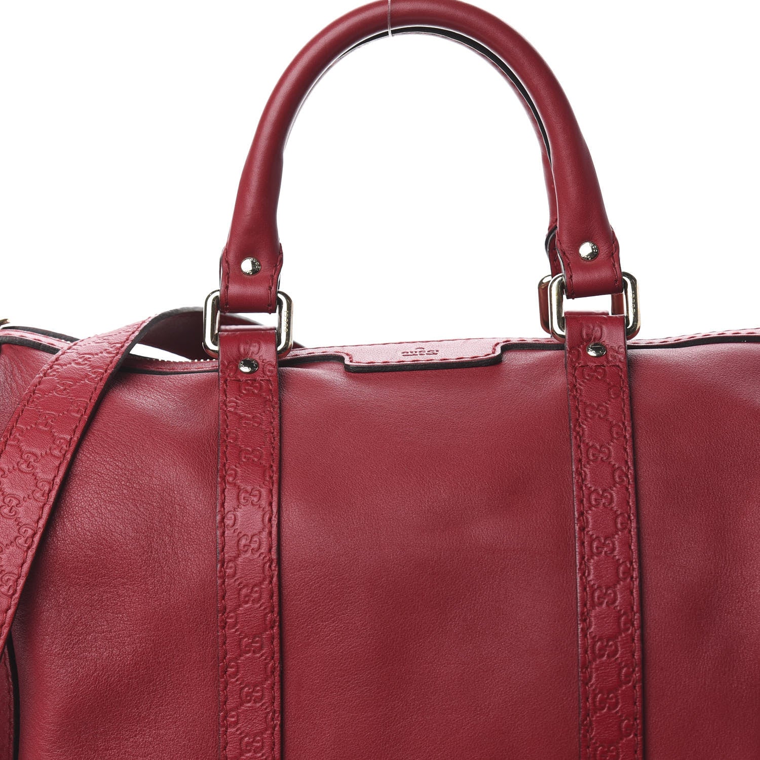 Gucci Calfskin Microguccissima Trim Medium Boston Raspberry Red 12 of 12