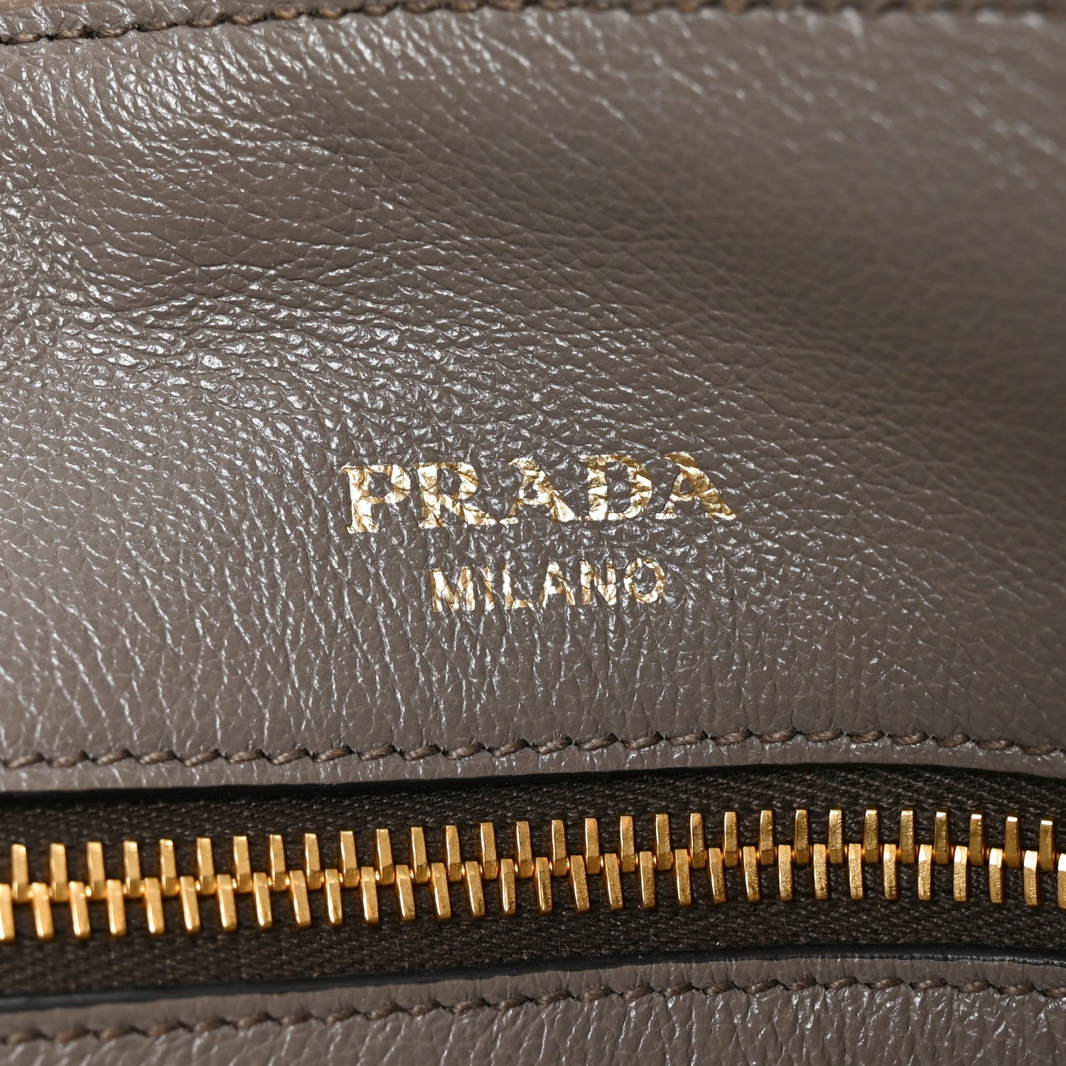 Prada Glace Calfskin Embossed Logo Tote Argilla 6 of 10