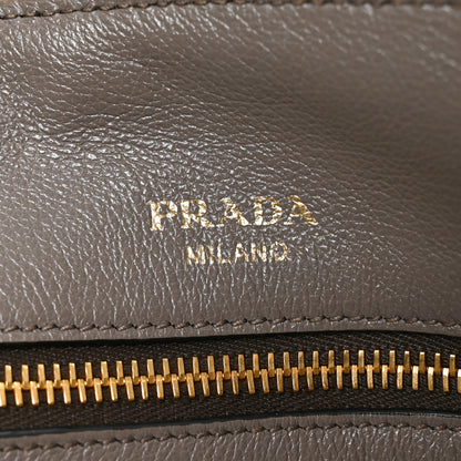 Prada Glace Calfskin Embossed Logo Tote Argilla 6 of 10