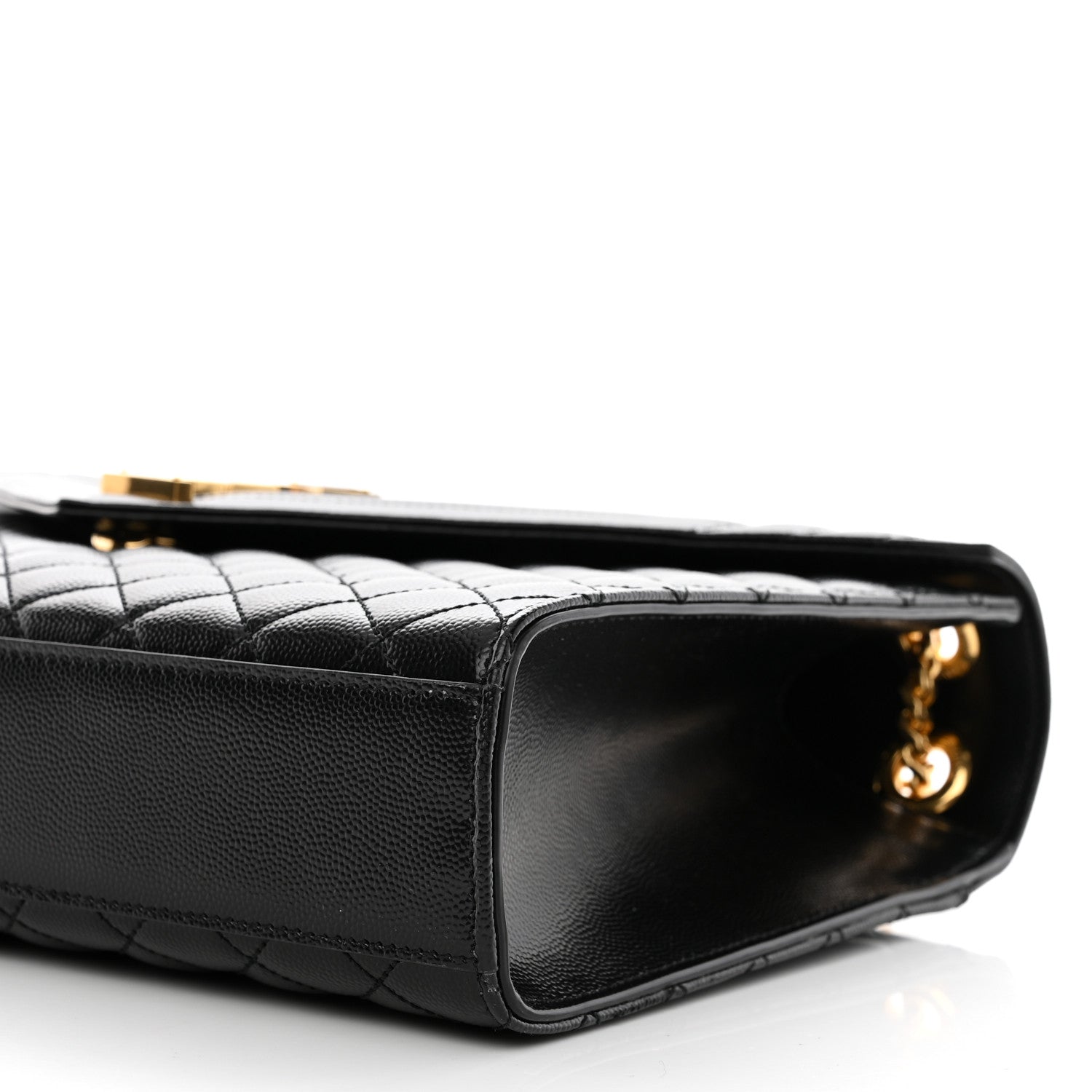 Saint Laurent Grain De Poudre Textured Mixed Matelasse Large Triquilt Monogram Satchel Black 11 of 11