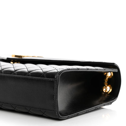 Saint Laurent Grain De Poudre Textured Mixed Matelasse Large Triquilt Monogram Satchel Black 11 of 11