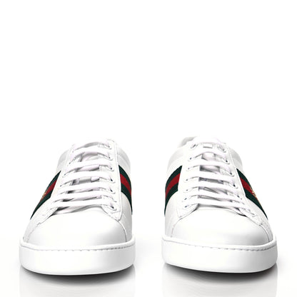 Gucci Calfskin Ayers Bee Embroidered Womens Ace Sneakers 37.5 White Green 2 of 9