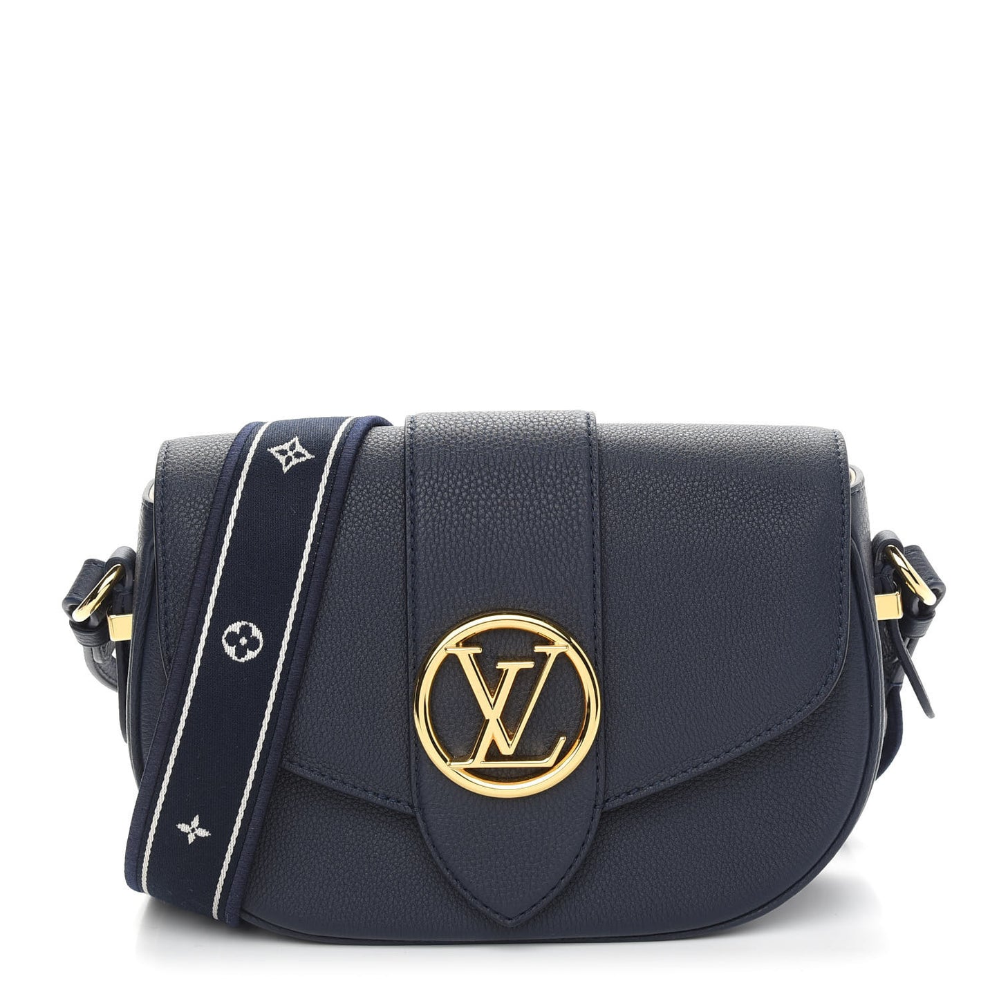 Grained Calfskin LV Pont 9 Soft MM Bleu Marine