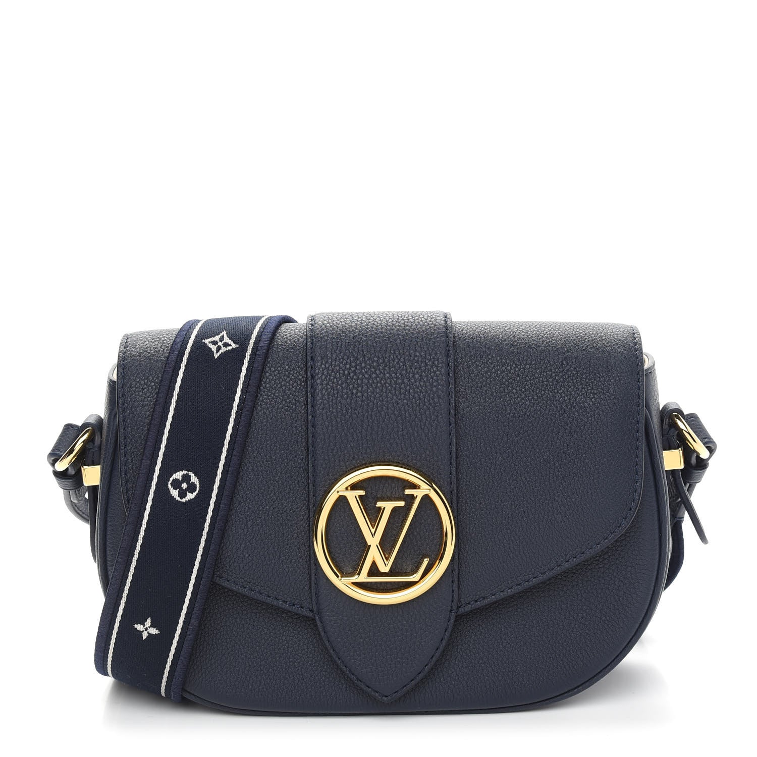 Louis Vuitton Grained Calfskin LV Pont 9 Soft MM Bleu Marine 1 of 8