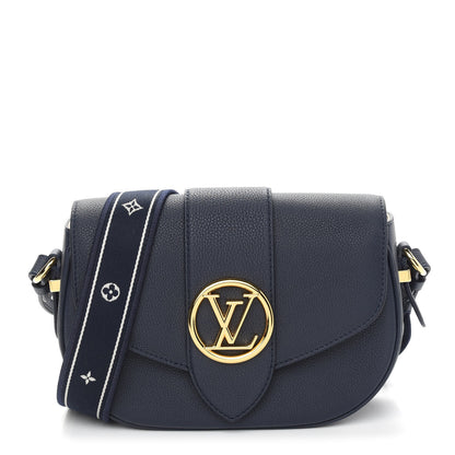 Louis Vuitton Grained Calfskin LV Pont 9 Soft MM Bleu Marine 1 of 8