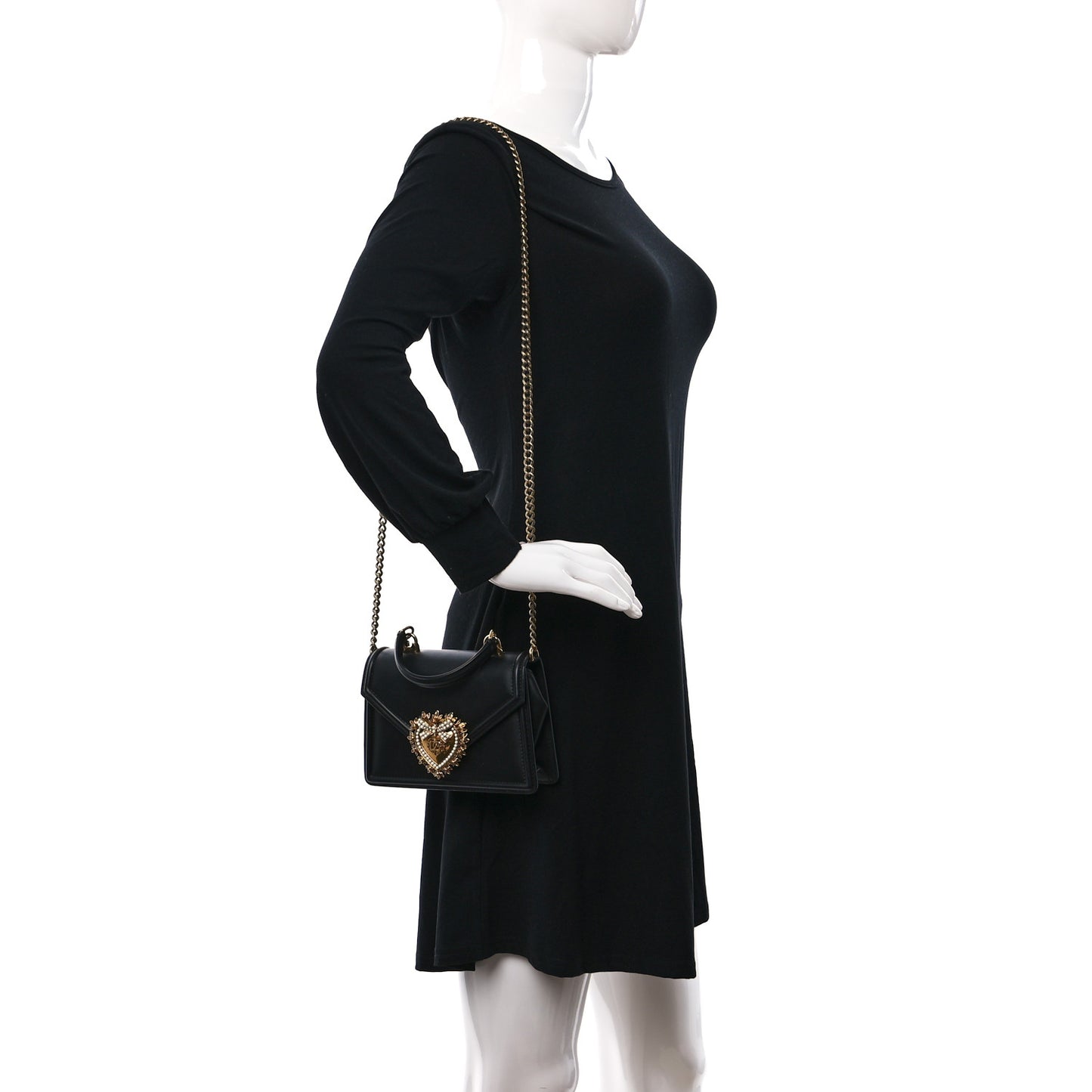 Smooth Calfskin Small Devotion Envelope Top Handle Bag Black