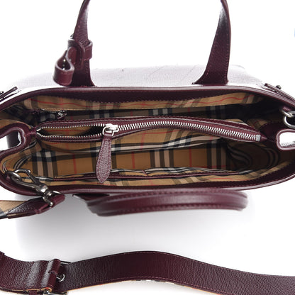 Burberry Derby Calfskin House Check Medium Banner Tote Burgundy 6 of 8
