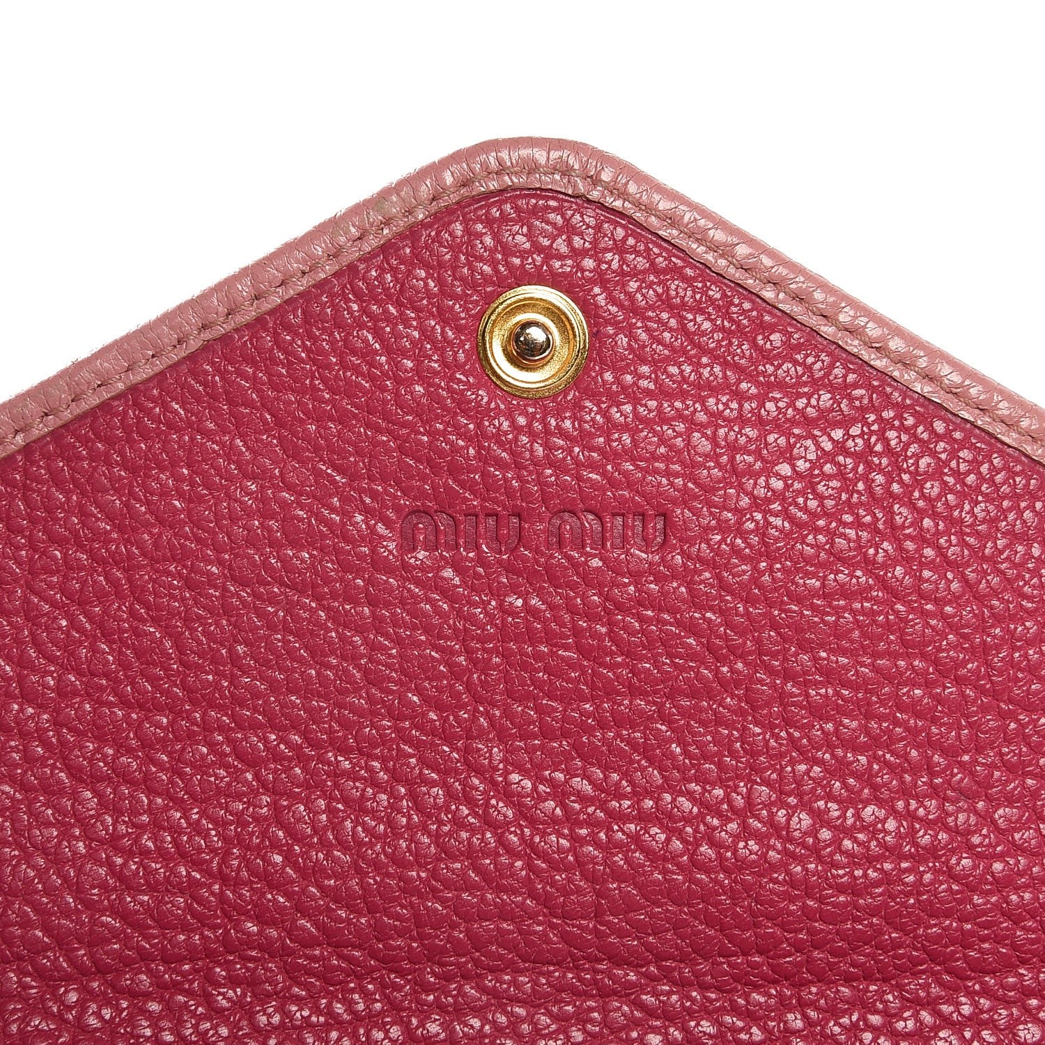 Miu Miu Goatskin Madras Bicolor Envelope Wallet Rosa Peonia 6 of 14