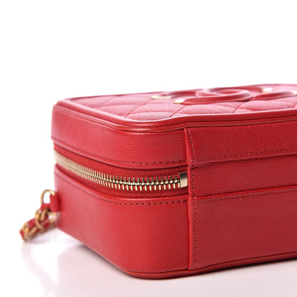 Chanel Caviar Quilted Small CC Filigree Vanity Case Red 5 of 9