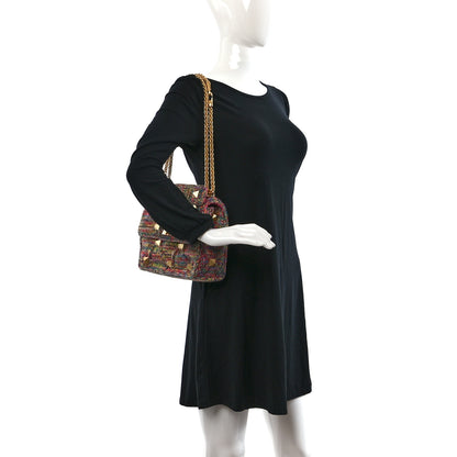 Valentino Garavani Wool Woven Large Roman Stud Shoulder Bag Multicolor Feminine Pink 2 of 8
