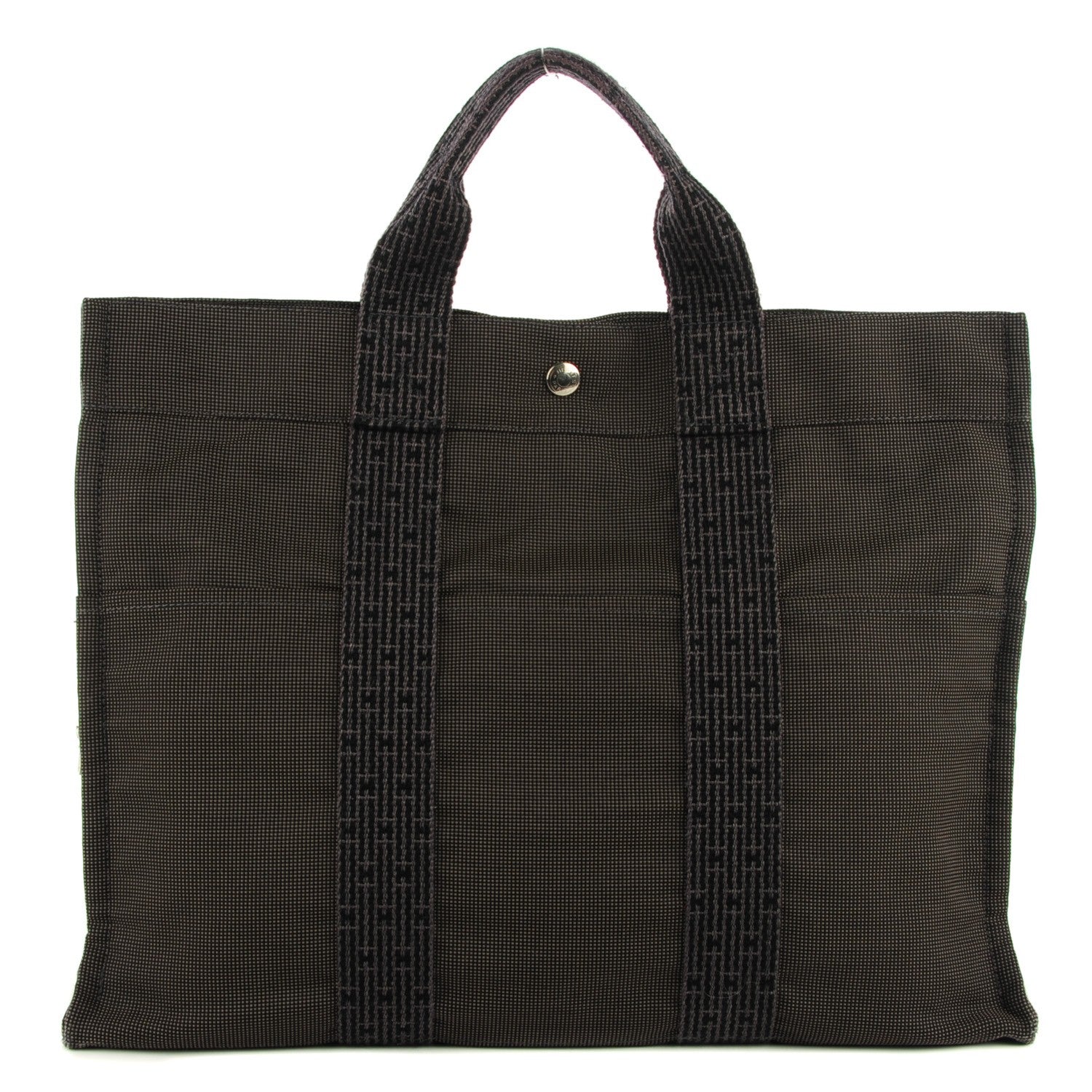 Hermes Canvas Herline MM Tote Grey 1 of 10